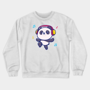 Cute Panda Listening Music With Headphone Crewneck Sweatshirt